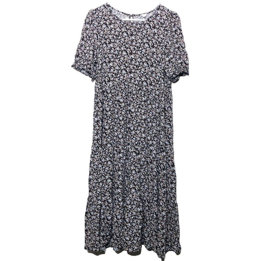 Aerie Women's Medium Floral Dress, Black & Blue
